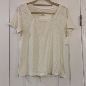 Talbots Petite Square Neck Lace Trimmed Tee